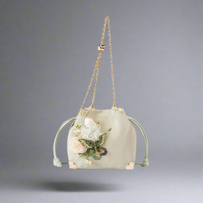 Charming Butterfly Blossom Bucket Bag - bucket bag - Charming Butterfly Blossom Bucket Bag with Floral Details - Main view