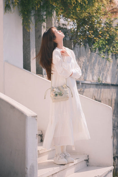Charming Butterfly Blossom Bucket Bag -  convertible bag - Charming Butterfly Blossom Bucket Bag with Floral Details - View 4