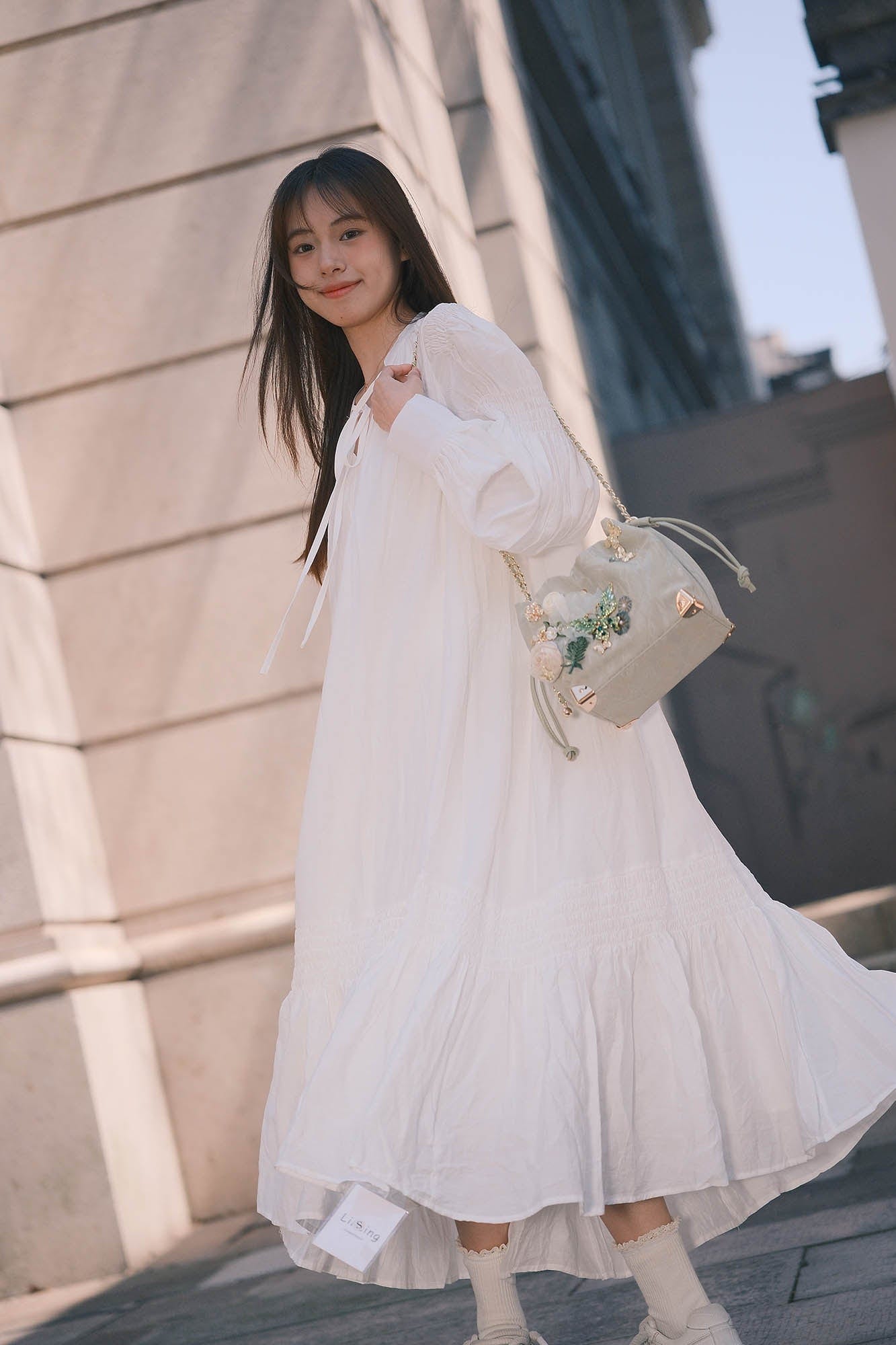 Charming Butterfly Blossom Bucket Bag -  floral bag - Charming Butterfly Blossom Bucket Bag with Floral Details - View 5