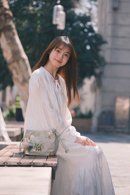 Charming Butterfly Blossom Bucket Bag -  sage green - Charming Butterfly Blossom Bucket Bag with Floral Details - View 6