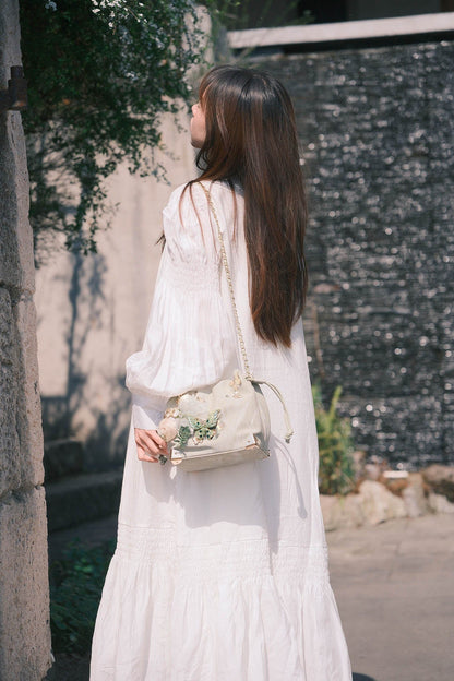 Charming Butterfly Blossom Bucket Bag -  structured bucket bag - Charming Butterfly Blossom Bucket Bag with Floral Details - View 7