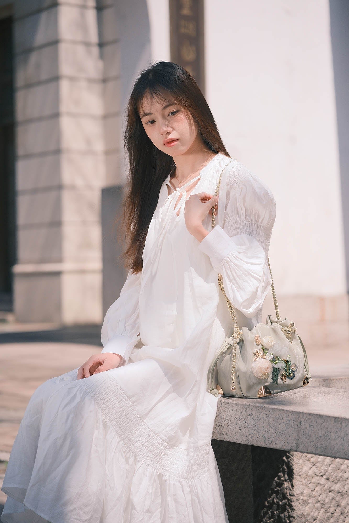 Charming Butterfly Blossom Bucket Bag -  techwear bag - Charming Butterfly Blossom Bucket Bag with Floral Details - View 8