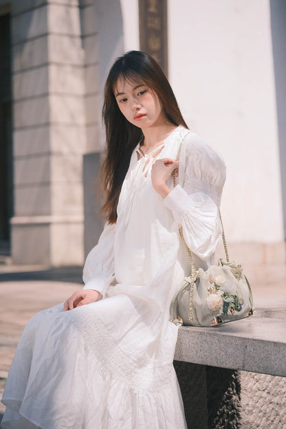 Charming Butterfly Blossom Bucket Bag -  techwear bag - Charming Butterfly Blossom Bucket Bag with Floral Details - View 8