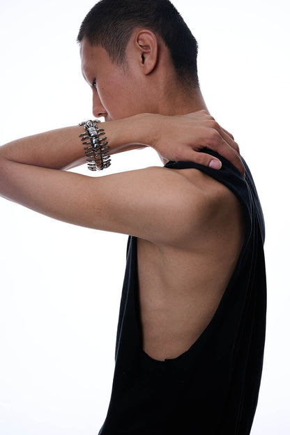 Charming Cosmic Alien Bracelet -  avant-garde design - Futuristic Alien-Inspired Stainless Steel Bracelet - View 3