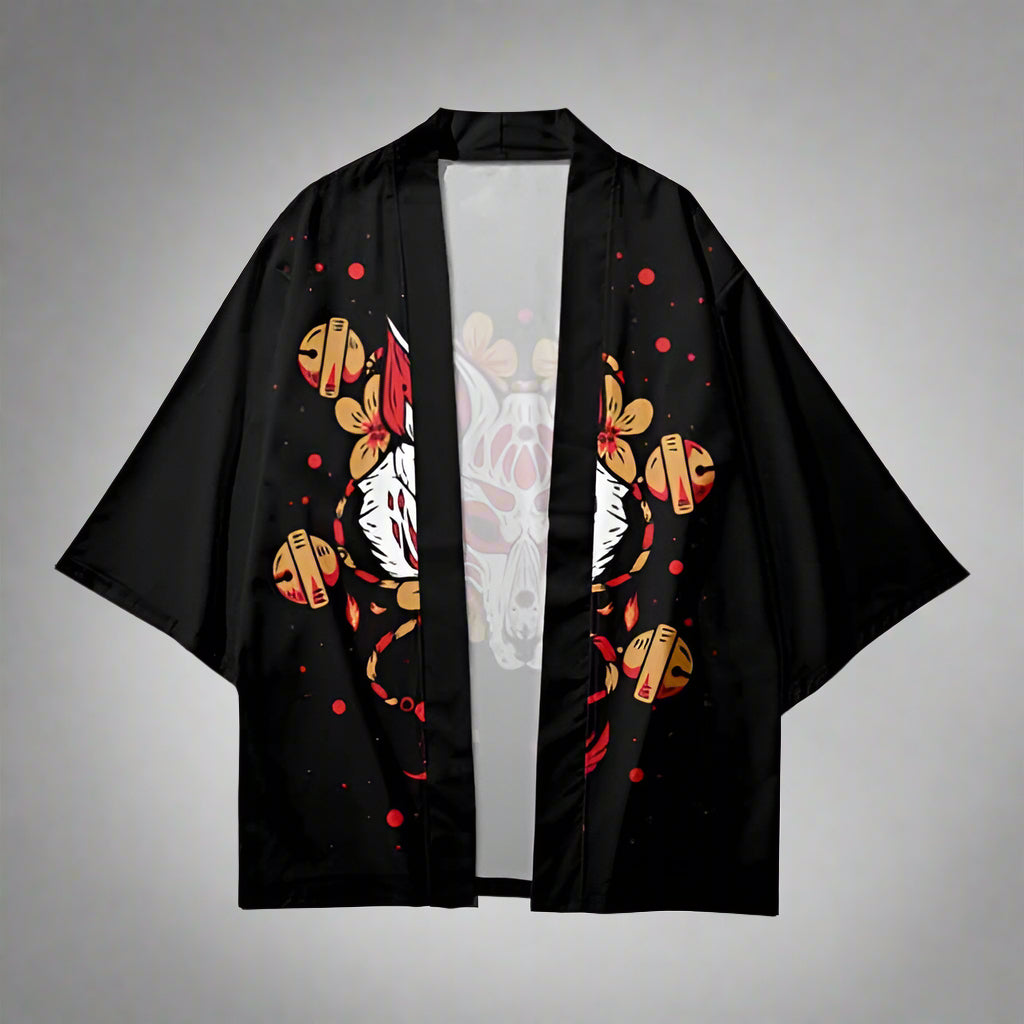 Charming Fox Wrap Cardigan - kitsune kimono style - Kitsune Kimono Cardigan with Long Sleeves - Main view