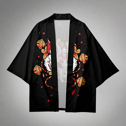 Charming Fox Wrap Cardigan - kitsune kimono style - Kitsune Kimono Cardigan with Long Sleeves - Main view