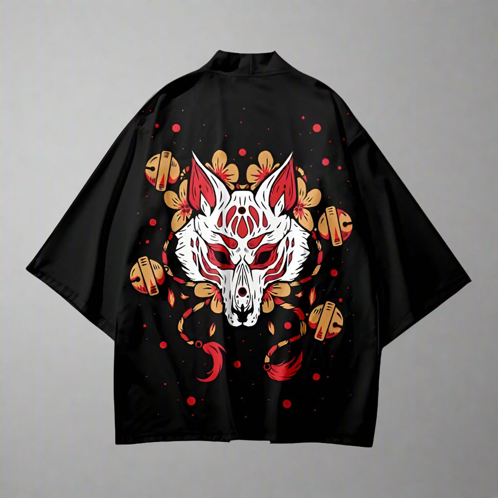 Charming Fox Wrap Cardigan - wrap cardigan - Kitsune Kimono Cardigan with Long Sleeves - View 2