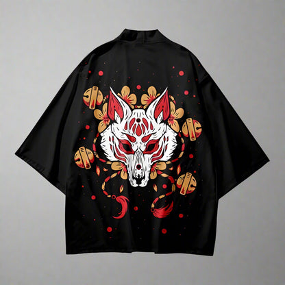 Charming Fox Wrap Cardigan - wrap cardigan - Kitsune Kimono Cardigan with Long Sleeves - View 2