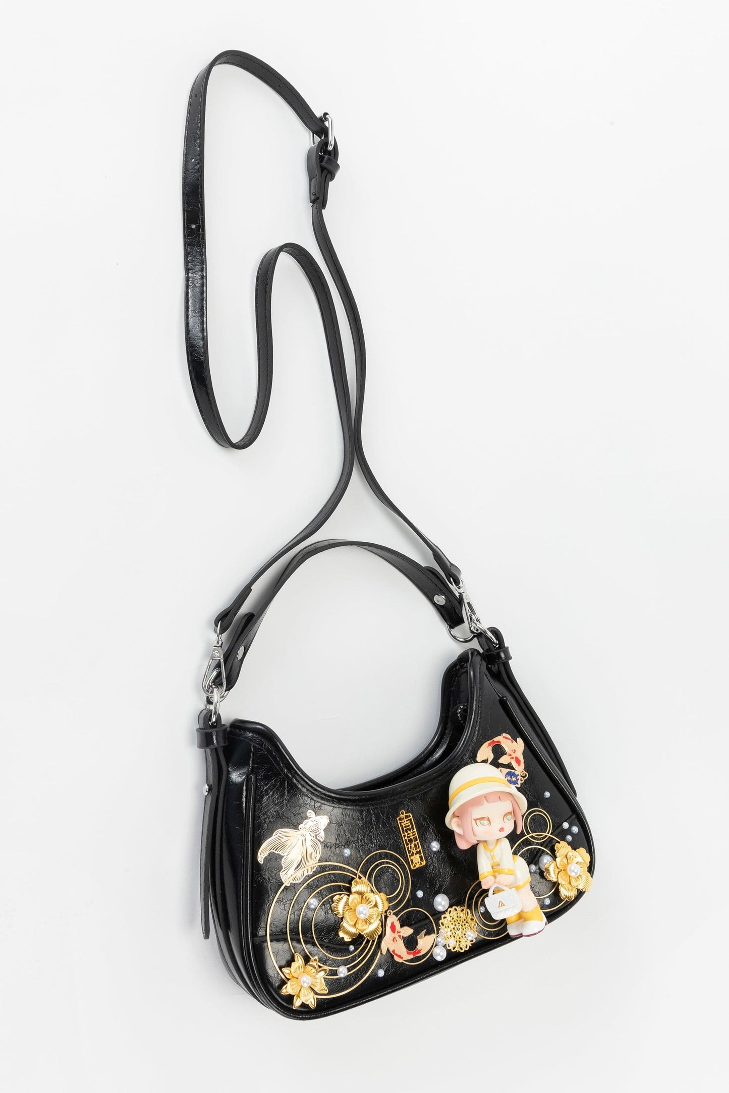 Charming Koi & Doll Hobo Bag -  crossbody hobo bag - Cultural Koi & Doll Decorative Hobo Bag - View 3