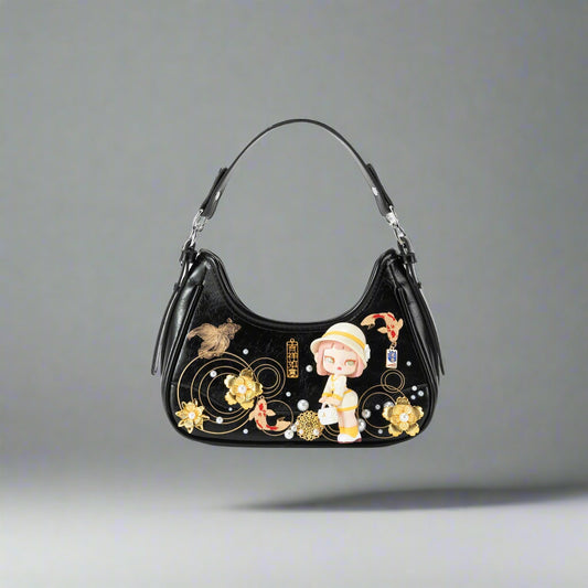 Charming Koi & Doll Hobo Bag - decorative hobo bag - Cultural Koi & Doll Decorative Hobo Bag - Main view