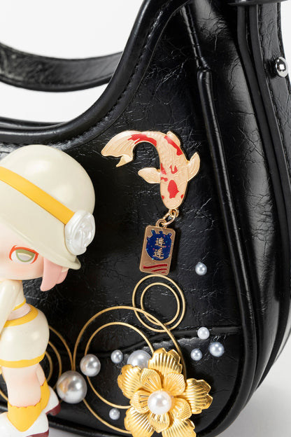 Charming Koi & Doll Hobo Bag -  doll motif - Cultural Koi & Doll Decorative Hobo Bag - View 5