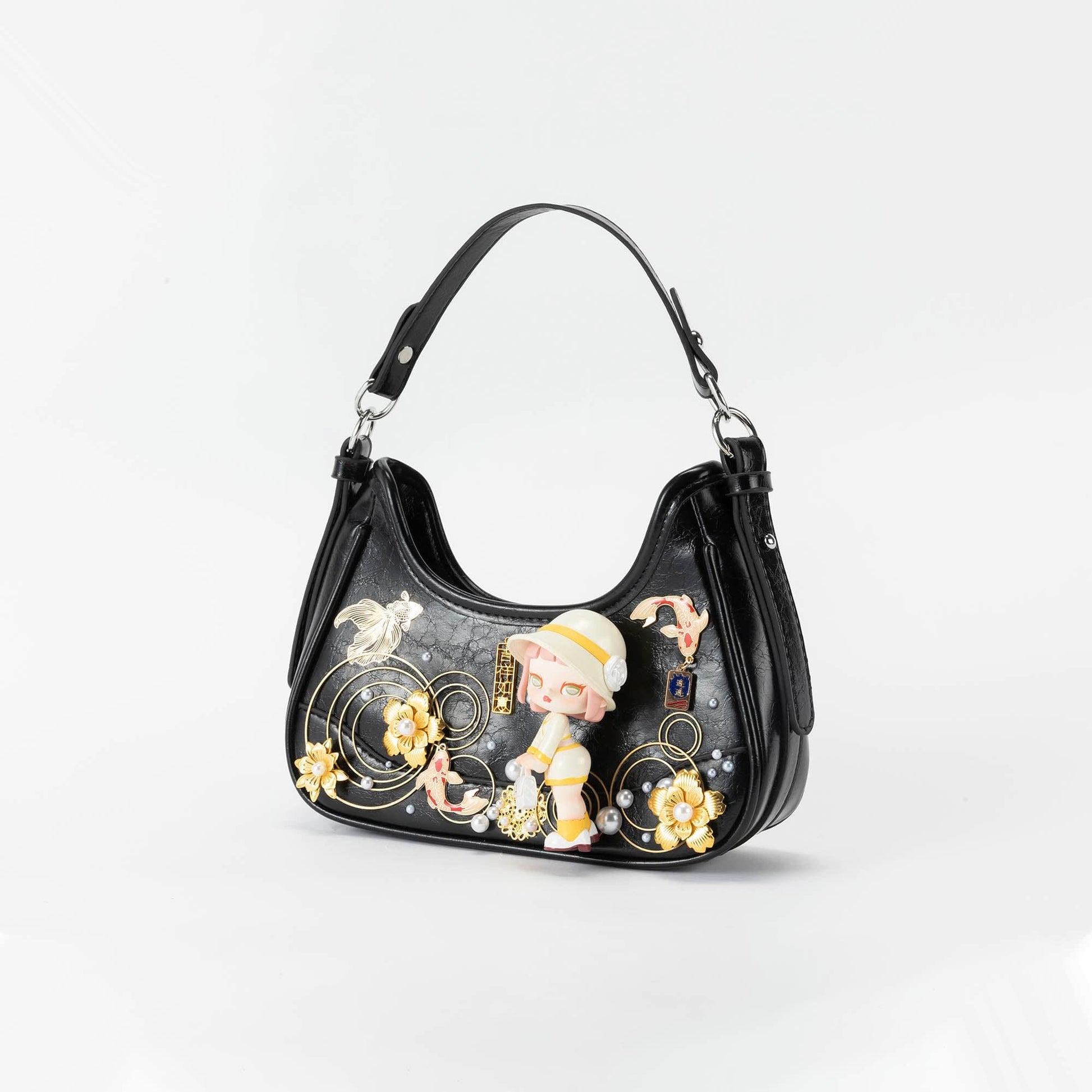 Charming Koi & Doll Hobo Bag - hobo bag - Cultural Koi & Doll Decorative Hobo Bag - View 2