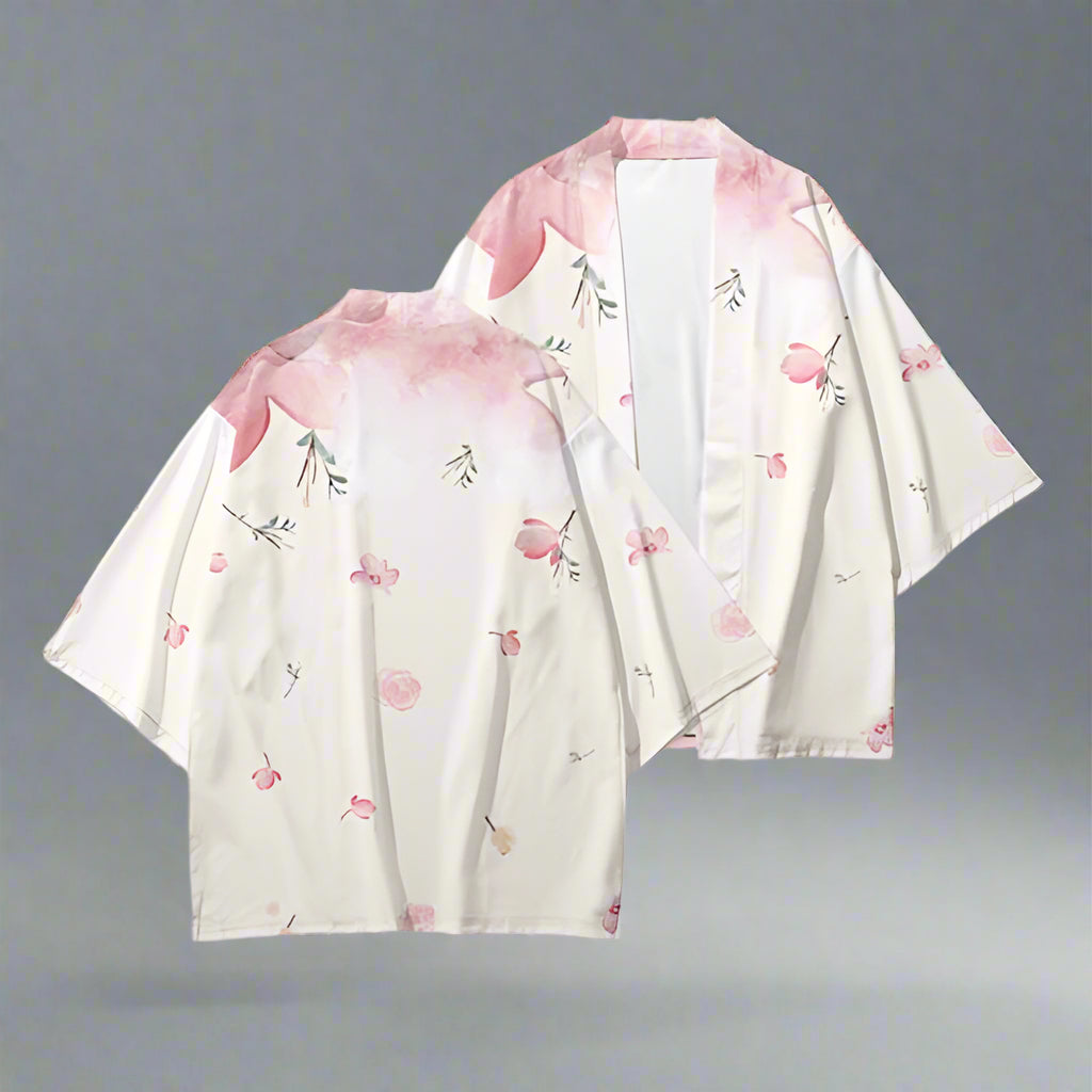 Charming Pink Haori Creations -  contemporary haori - Elegant Pink Floral Haori Cardigan for Any Occasion - View 3