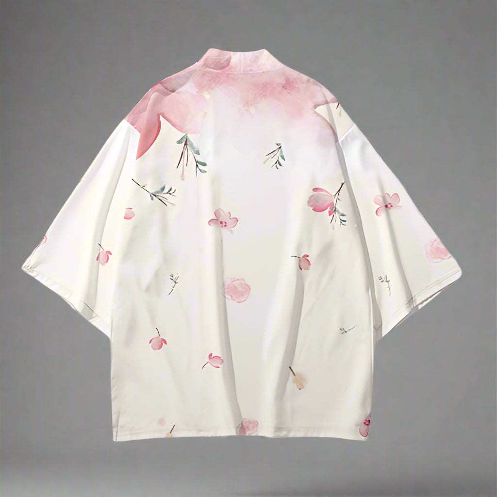 Charming Pink Haori Creations - traditional haori design - Elegant Pink Floral Haori Cardigan for Any Occasion - View 2