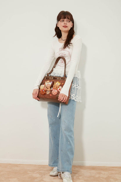 Charming Plush Doll Tote Bag -  dessert theme - Charming Plush Doll Tote Bag with Dessert Details - View 4