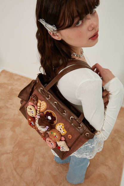 Charming Plush Doll Tote Bag - plush doll - Charming Plush Doll Tote Bag with Dessert Details - View 10