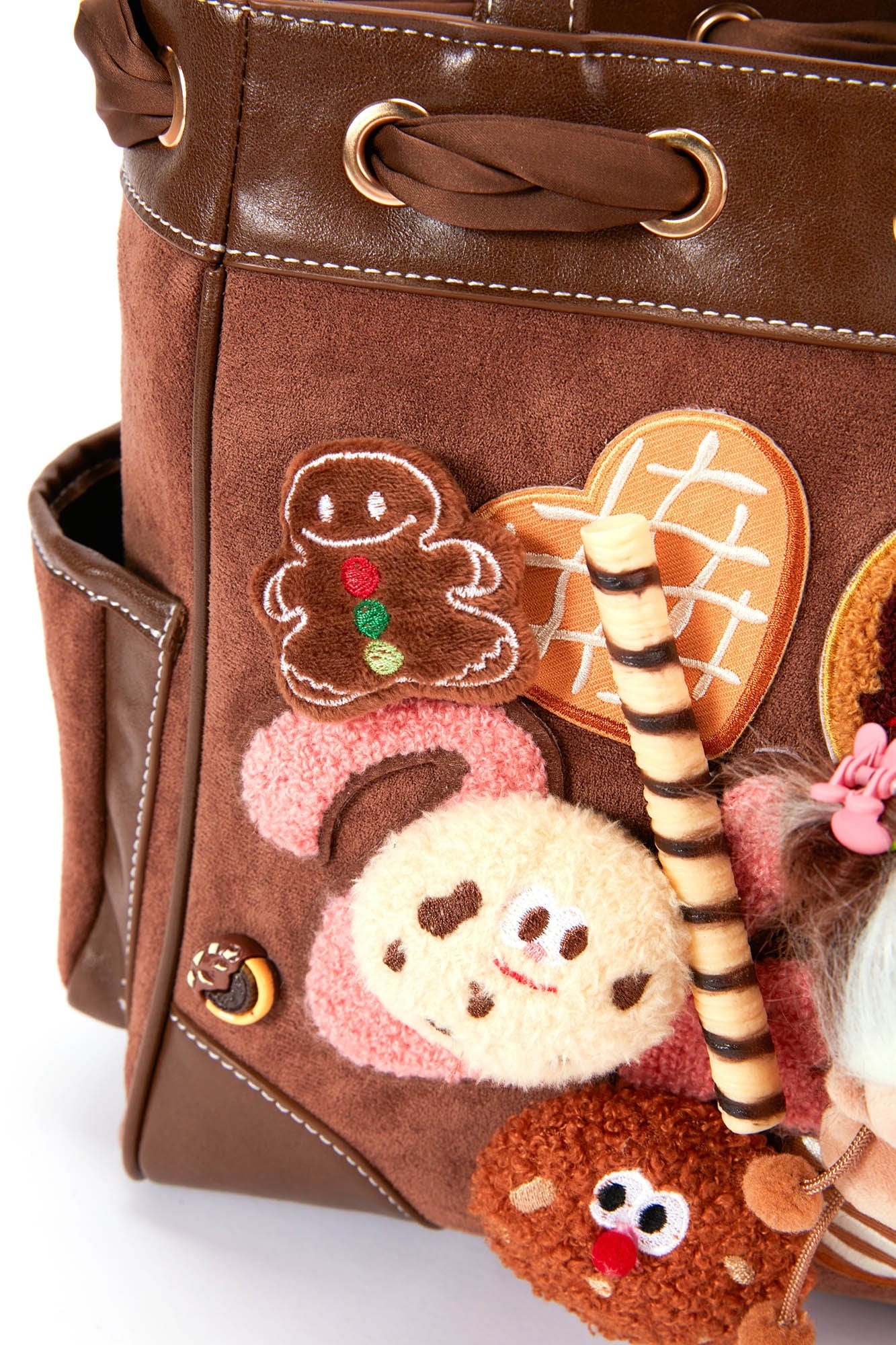 Charming Plush Doll Tote Bag -  suede tote - Charming Plush Doll Tote Bag with Dessert Details - View 15