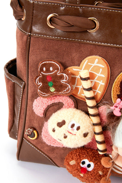 Charming Plush Doll Tote Bag -  suede tote - Charming Plush Doll Tote Bag with Dessert Details - View 15