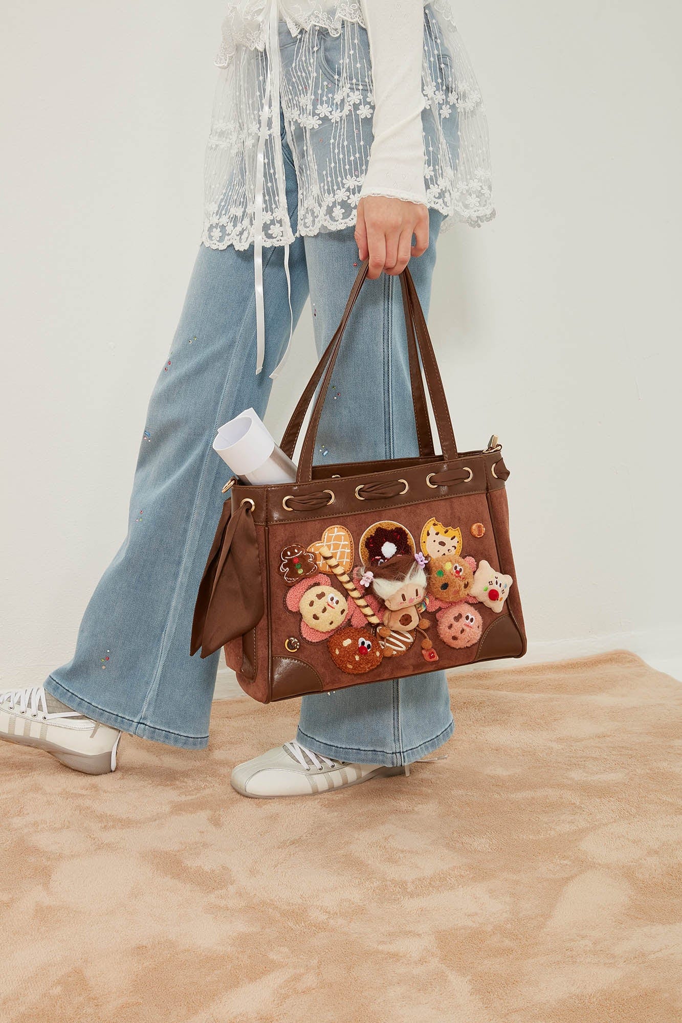 Charming Plush Doll Tote Bag -  tote bag - Charming Plush Doll Tote Bag with Dessert Details - View 8