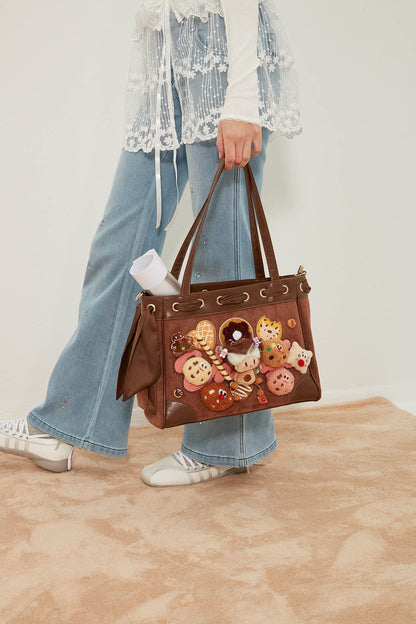 Charming Plush Doll Tote Bag -  tote bag - Charming Plush Doll Tote Bag with Dessert Details - View 8