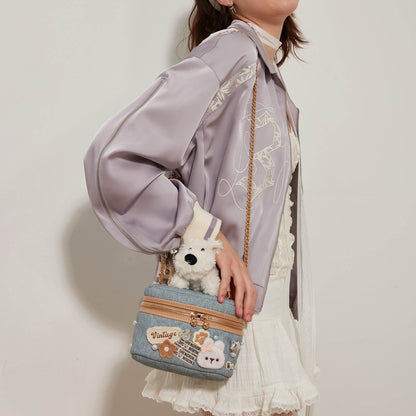 Charming Westie Crossbody Cosmetic Bag -  plush terrier detail - Whimsical Terrier Crossbody Cosmetic Bag for Stylish Storage - View 7