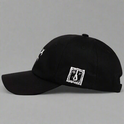 Cheerful Futuristic Vibes Cap -  adjustable fit - Cheerful Black Cap with Unique Smiley Embroidery - View 3