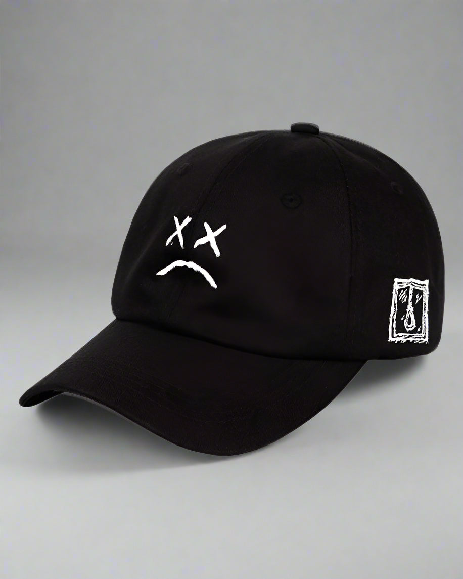 Cheerful Futuristic Vibes Cap - stylish black cap - Cheerful Black Cap with Unique Smiley Embroidery - View 2