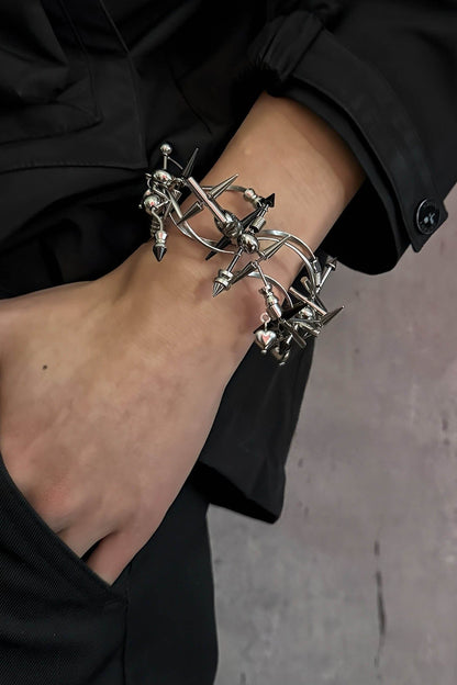 Chic Alert Bracelet -  adjustable - Futuristic Adjustable Stainless Steel Bracelet - View 3