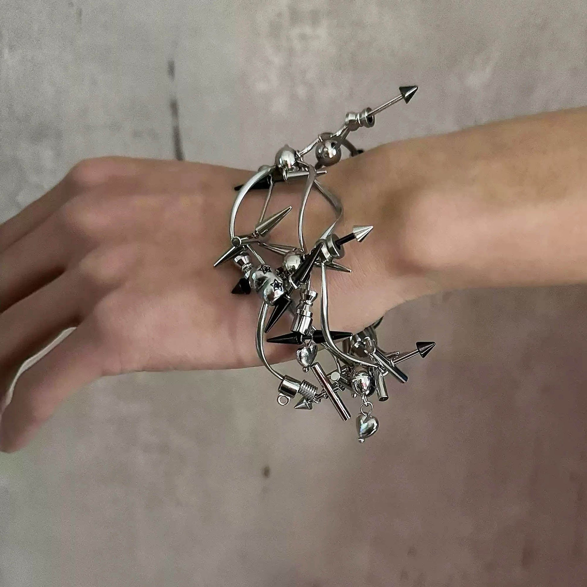 Chic Alert Bracelet - bracelet - Futuristic Adjustable Stainless Steel Bracelet - Main view