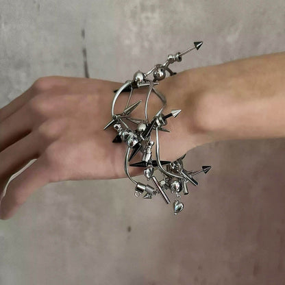 Chic Alert Bracelet - bracelet - Futuristic Adjustable Stainless Steel Bracelet - Main view