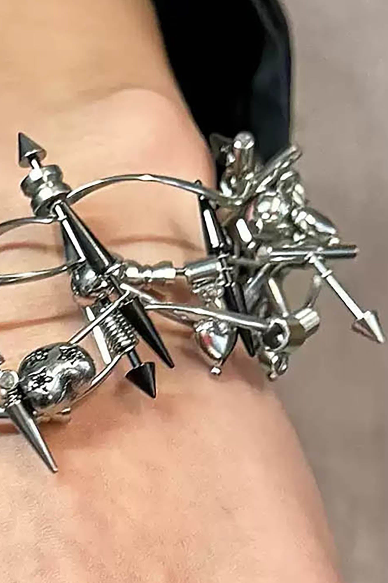 Chic Alert Bracelet -  stainless steel - Futuristic Adjustable Stainless Steel Bracelet - View 7