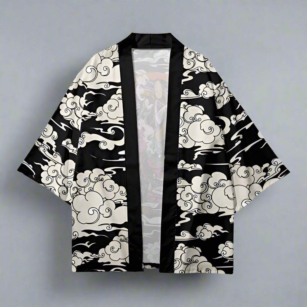 Chic Anime-Inspired Kimono - anime kimono - Stylish Anime-Inspired Kimono with Oni Mask Design - Main view