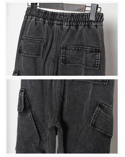 Chic Black Denim Cargo Pants -  black pants - Stylish Black Denim Cargo Pants for Everyday Wear - View 10