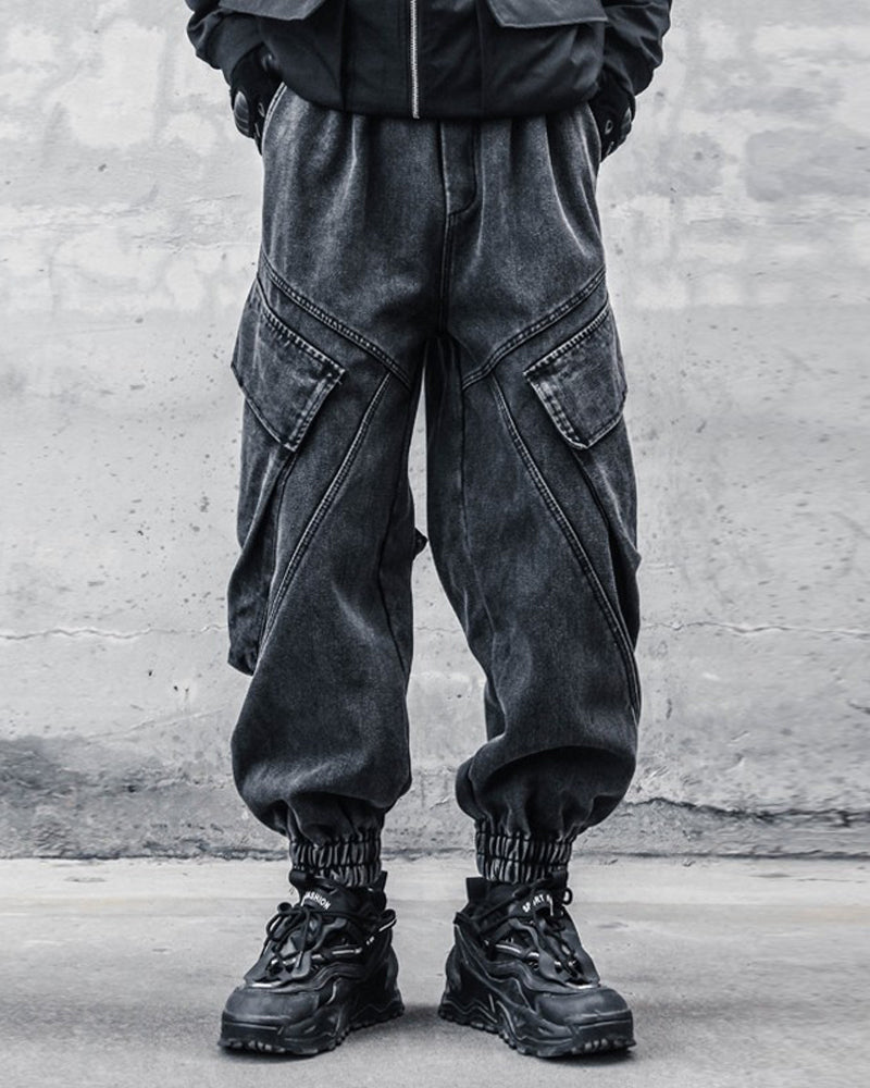 Chic Black Denim Cargo Pants -  black pants - Stylish Black Denim Cargo Pants for Everyday Wear - View 3