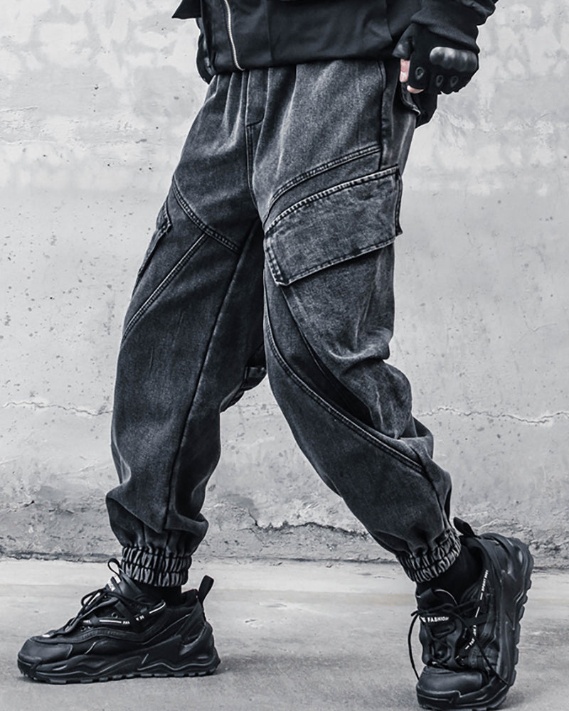 Chic Black Denim Cargo Pants - comfortable cargo pants - Stylish Black Denim Cargo Pants for Everyday Wear - Main view