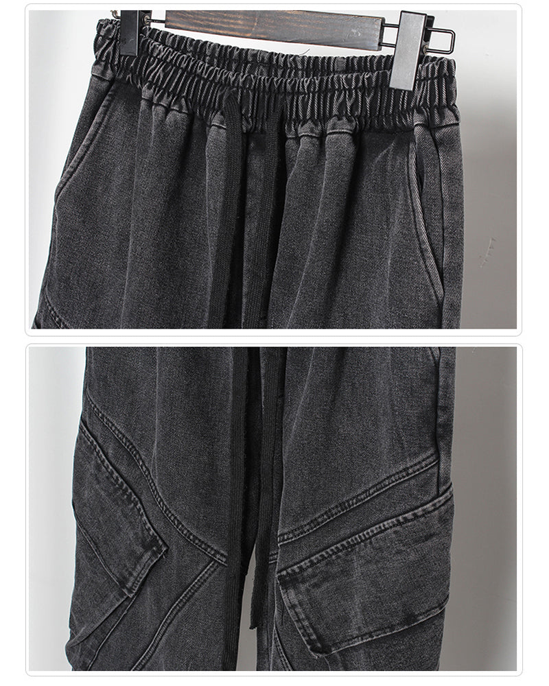 Chic Black Denim Cargo Pants - comfortable cargo pants - Stylish Black Denim Cargo Pants for Everyday Wear - View 8