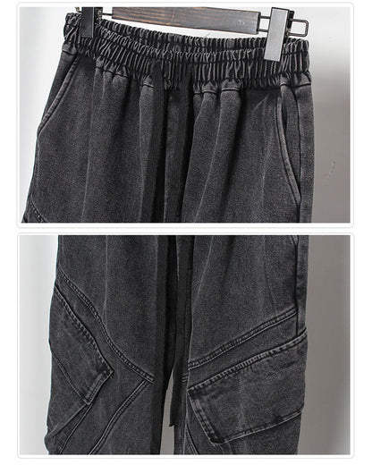 Chic Black Denim Cargo Pants - comfortable cargo pants - Stylish Black Denim Cargo Pants for Everyday Wear - View 8