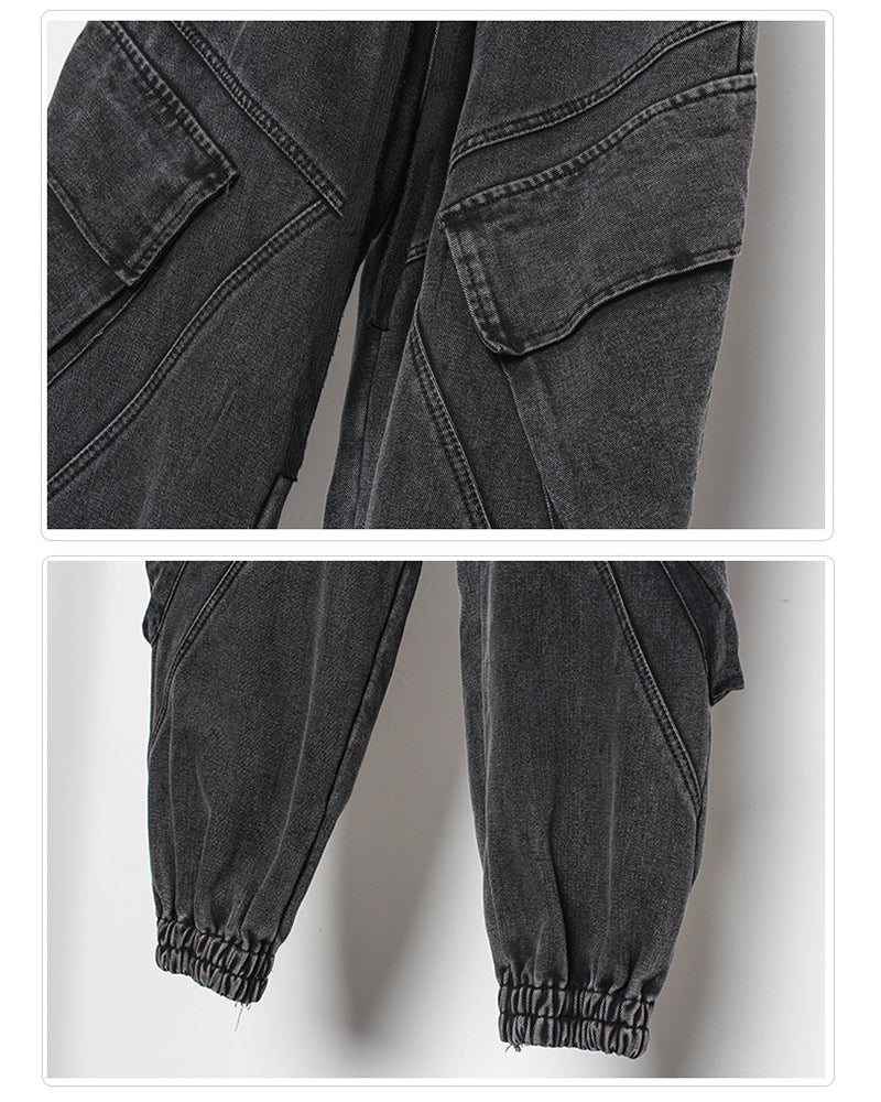 Chic Black Denim Cargo Pants - denim cargo - Stylish Black Denim Cargo Pants for Everyday Wear - View 9