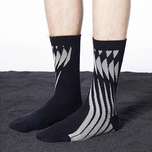 Chic Black Geometric Crew Socks - black socks - Chic Black Geometric Crew Socks for Modern Style - Main view
