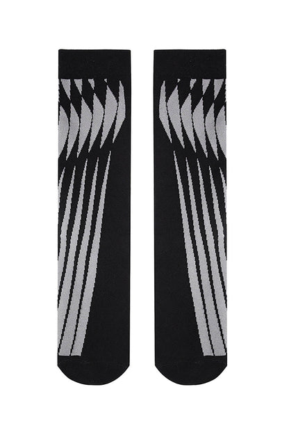 Chic Black Geometric Crew Socks -  comfortable socks - Chic Black Geometric Crew Socks for Modern Style - View 4