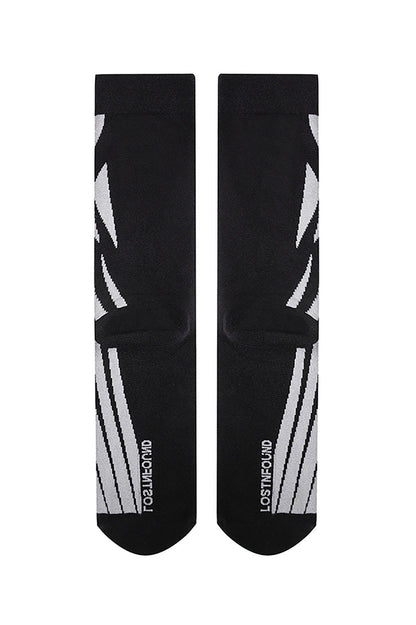 Chic Black Geometric Crew Socks -  crew socks - Chic Black Geometric Crew Socks for Modern Style - View 5