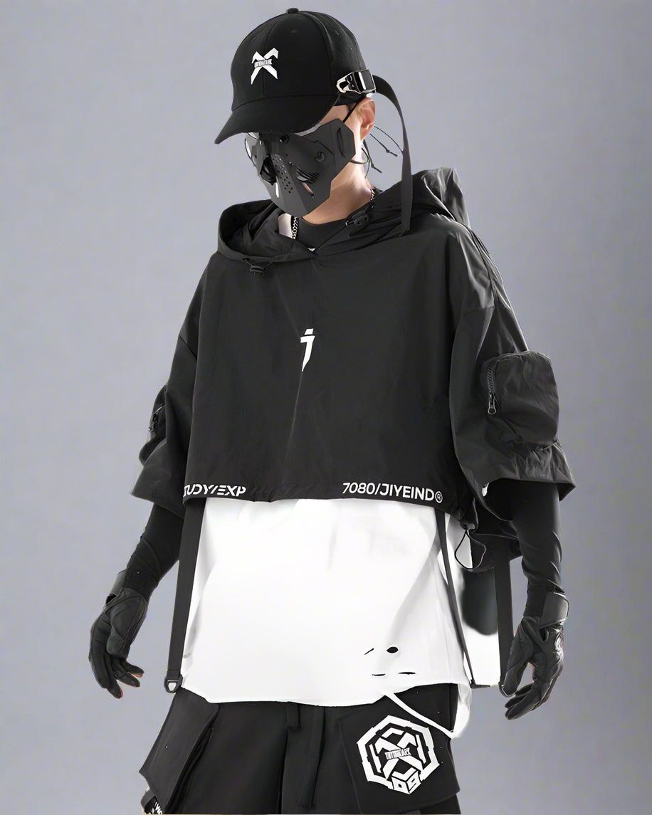 Chic Black Hooded Cape - lightweight outdoor cape - Stylish Black Hooded Cape for Outdoor Adventures - View 2