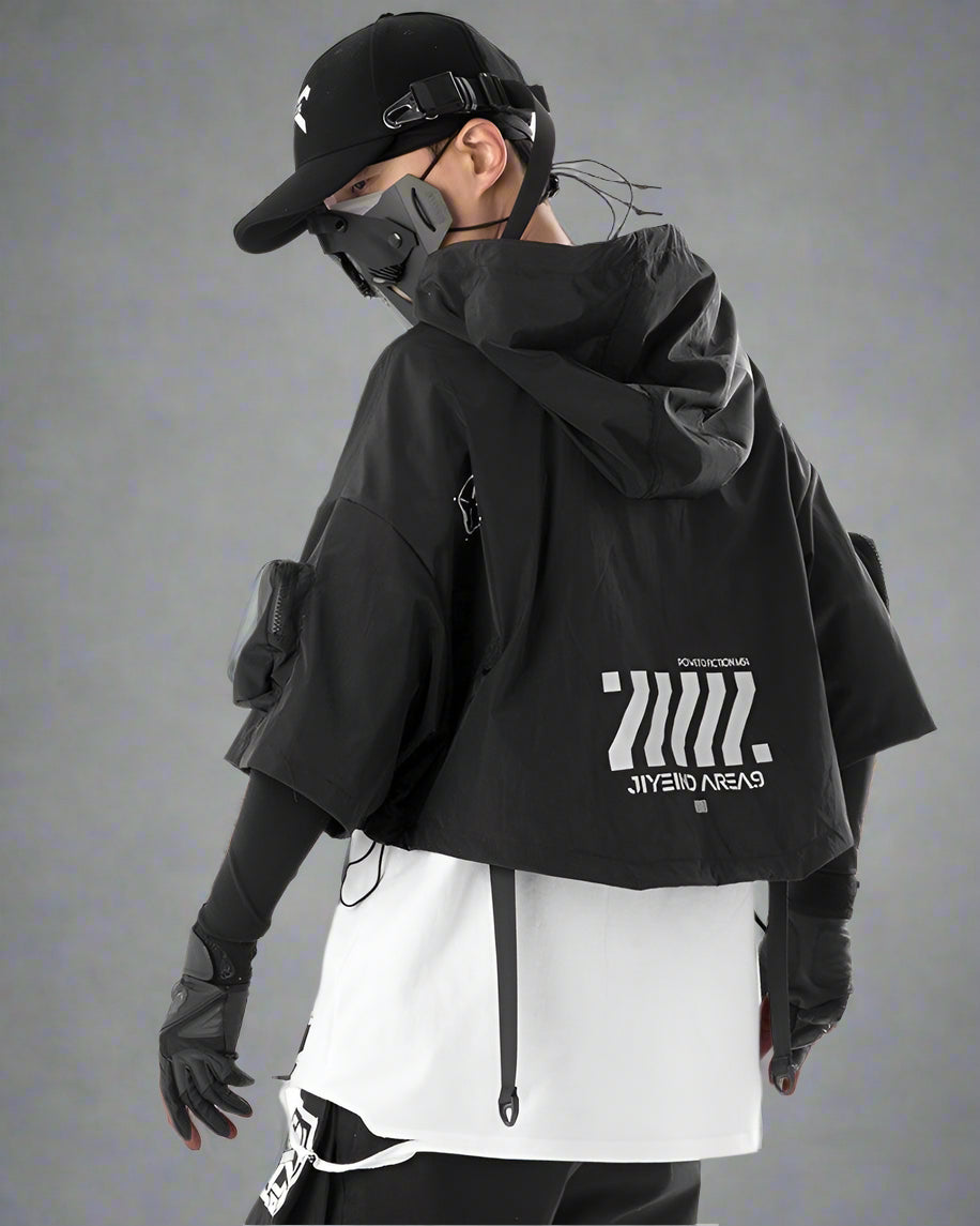 Chic Black Hooded Cape -  outdoor cape - Stylish Black Hooded Cape for Outdoor Adventures - View 4