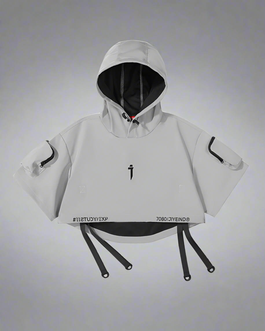 Chic Black Hooded Cape -  outdoor cape - Stylish Black Hooded Cape for Outdoor Adventures - View 11