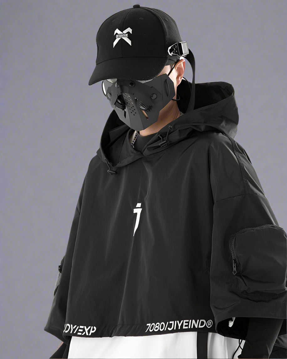 Chic Black Hooded Cape - black cape - Stylish Black Hooded Cape for Outdoor Adventures - View 8