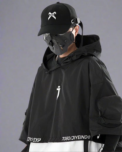 Chic Black Hooded Cape - black cape - Stylish Black Hooded Cape for Outdoor Adventures - View 8