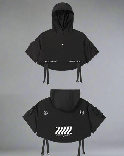 Chic Black Hooded Cape -  hooded cape - Stylish Black Hooded Cape for Outdoor Adventures - View 10