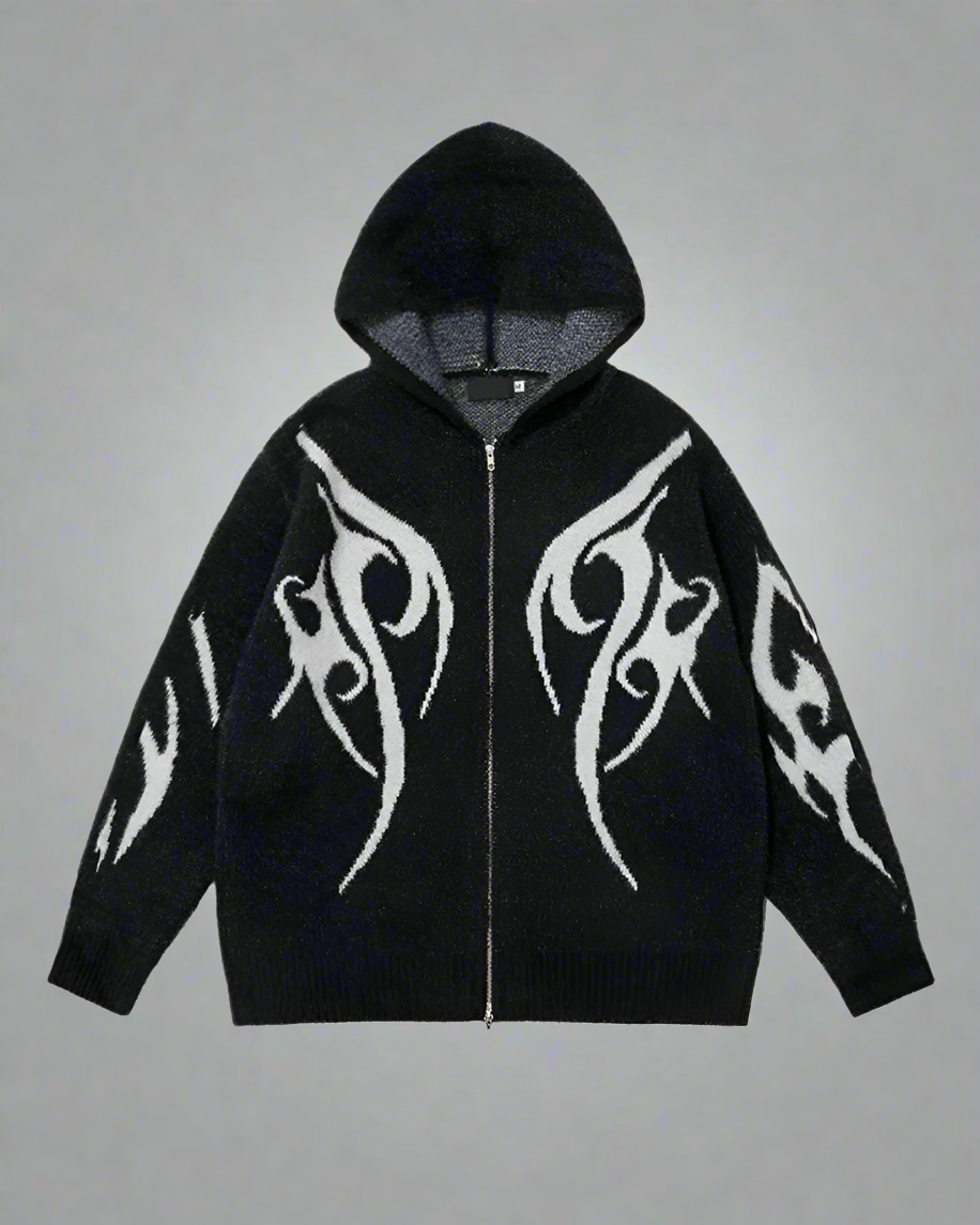 Chic Black Hoodie Cardigan - techwear-inspired cardigan - Versatile Black Hoodie Cardigan for Comfort & Style - View 13
