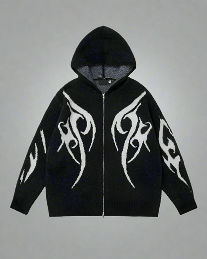 Chic Black Hoodie Cardigan - techwear-inspired cardigan - Versatile Black Hoodie Cardigan for Comfort & Style - View 13