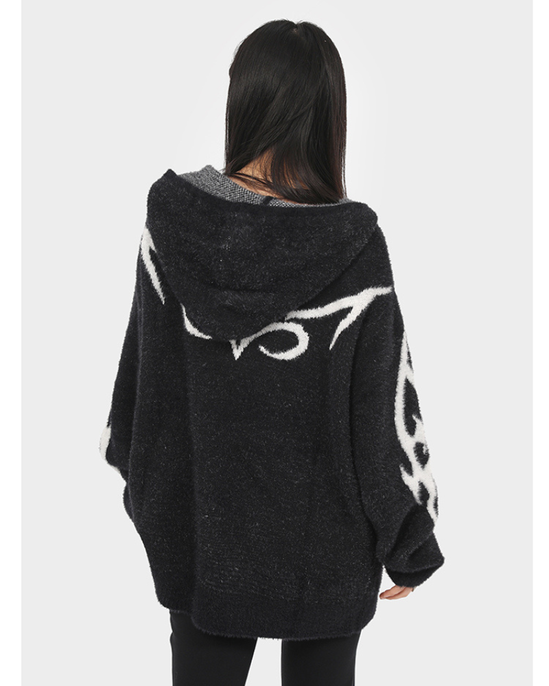 Chic Black Hoodie Cardigan -  women's streetwear - Versatile Black Hoodie Cardigan for Comfort & Style - View 10